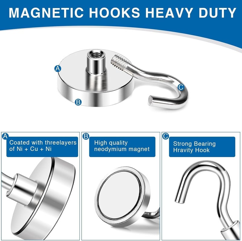 LOVIMAG Strong Magnetic Hooks, 30Lbs Magnetic Hooks Neodymium Magnets with Hooks for Refrigerator, Magnetic Cruise Hooks for Hanging, Classroom, Office, and Kitchen - Pack of 150 - Image 5
